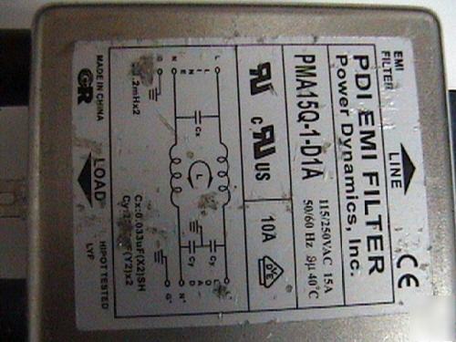 Power dynamics pdi emi filter PMA15Q, 115/250VAC 15A