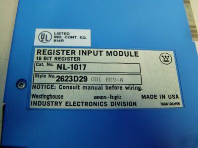 Westinghouse numa-logic input card m/n: nl-1022 - used