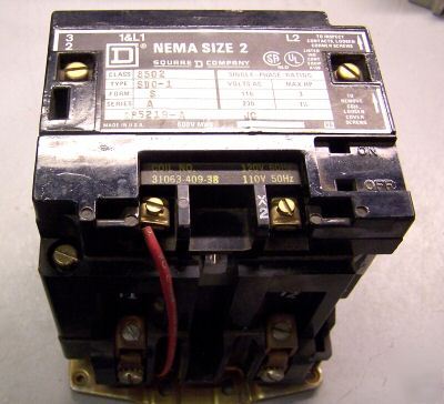 Square d 8502 SD01 size 2 motor starter contactor 1 ph 