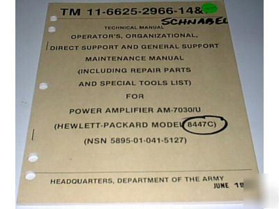 Tm 11-6625-2966-14&p tech manual for HP8447C