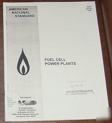 Ansi/csa standard fuel cell power plants