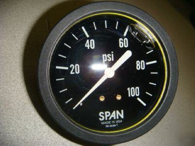 Span 0-100 psi pressure gauge gage w/ 2.5