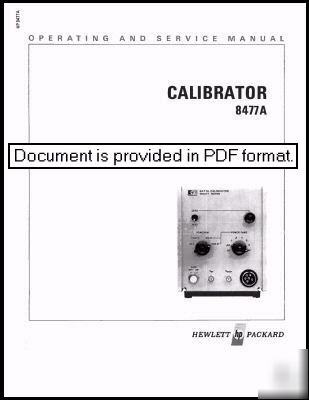 Agilent hp 8477A calibrator operation & service manual
