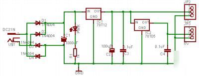 Dc power regulator kit +5V & +12V output