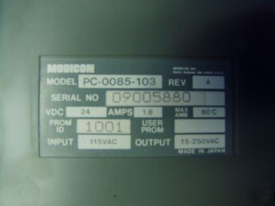 Modicon PC0085 power supply w/ 3 cards m/n: pc-0085-103