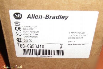 New allen bradley 100-C85DJ10 contactor 24 vdc 3 p 