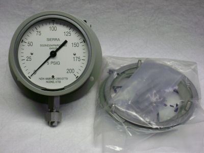 Sierra 0-200 psig white dial face pressure gauge SG3ND