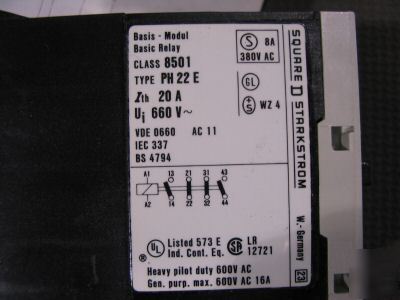 Square d control relays 2 ea 8501 PH22E n.o.s.
