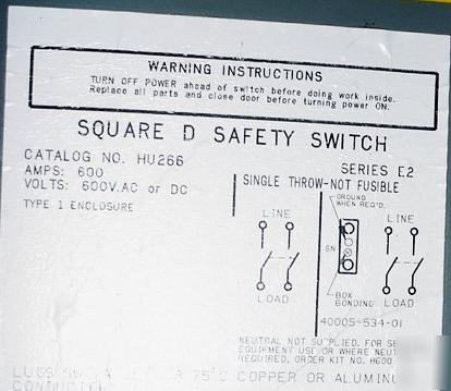 Square d heavy duty 600 amp disconnect safety switch 