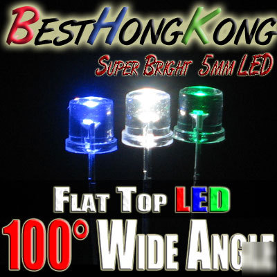 Blue led set of 500 super bright 5MM wide 100 deg f/r