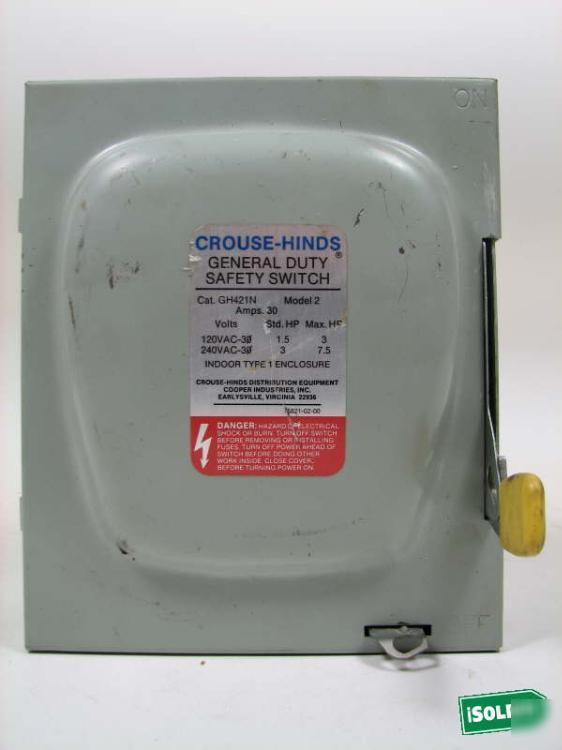 Crouse-hinds safety switch GH421N 30 amps model 2 used