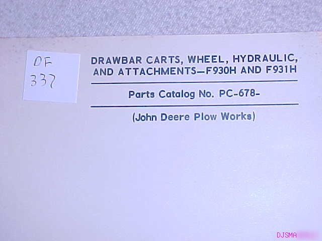 John deere F930H F931H drawbar carts parts catalog