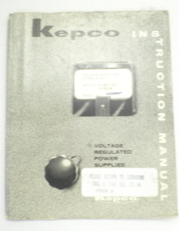 Kepco voltage regulated power supply instruction manual