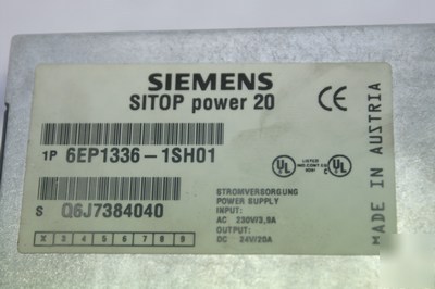 Siemens 6EP1336-1SH01 - sitop power supply 20A 24VDC