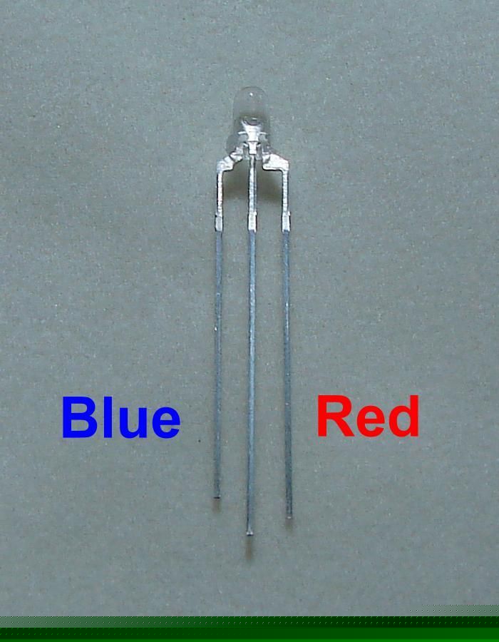 3MM 50X red / blue 3 lead led bulb free resistor
