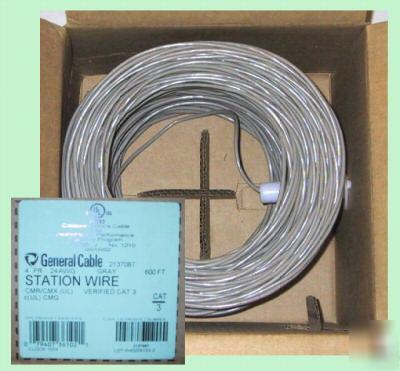 600' general cable commo/phone cable,24 awg,4 pair wire