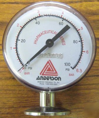 Anderson pharmaceutical series pressure gauge 0-100 psi