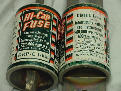 Bussman hi-cap krp-c 1000 amp class l fuses - used (4)