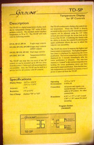 Goldline sp-322 two stage temperature control / tempdsp