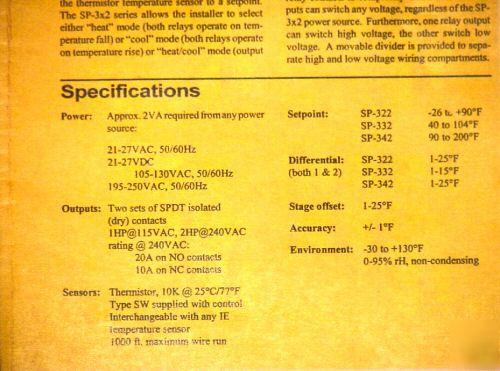 Goldline sp-322 two stage temperature control / tempdsp