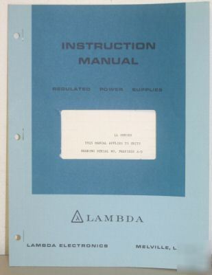 Lambda instruction manual ll series regulated power sup