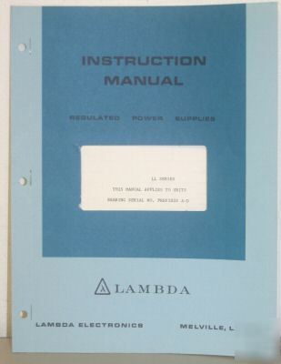 Lambda instruction manual ll series regulated power sup
