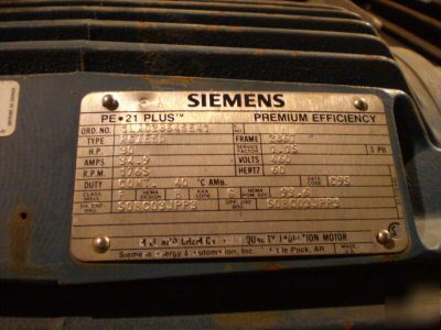 Siemens 30HP electric motor 1LA02864SE41 variable speed