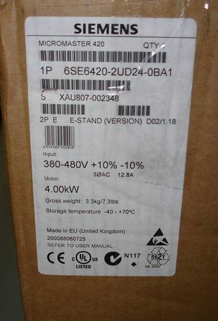 Siemens micromaster 420 ac variable speed drive 