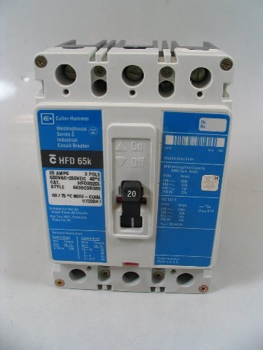 Cutler-hammer 20A 20 amp 600V 3P circuit breaker HFD65K