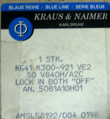 Kraus & naimer rotary switch KG41 K300-921 VE2 40A