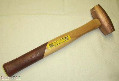 New 2 lb copper hammer, wood handle w/ safety grip -- 