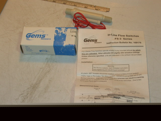 New gems sensors fs-3 liquid flow switch 165841