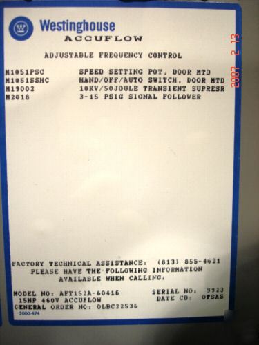 4 - westinghouse*15 h.p. adjustable frequency drives 