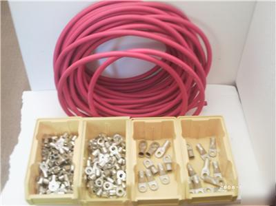75' 4 awg hi-flex red welding cable + 170 ring terminal