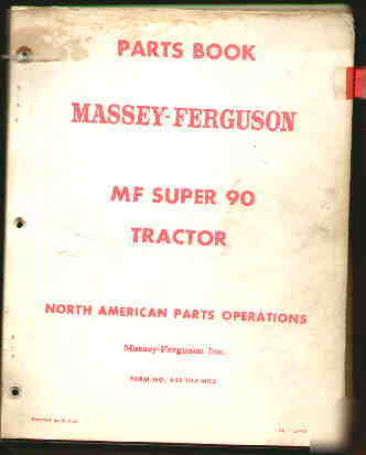 Massey-ferguson mf super 90 tractor parts book 1965