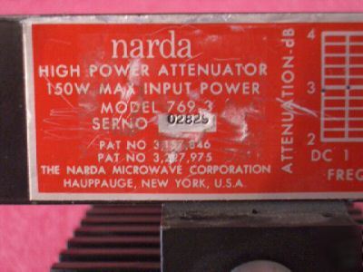 Narda type n 150W bidirect. fixed coax. attenuator 3DB