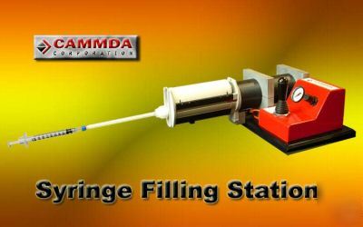 Syringe filling dispensing station similar viscosity