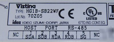 Vistina HG1B lcd operator interface display