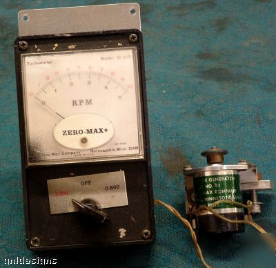 Zero-max b-215 motor speed tachometer & generator nice 