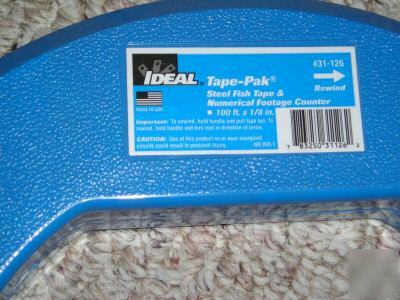 Ideal tape-pak steel fish tape w/counter - 100' #31-126