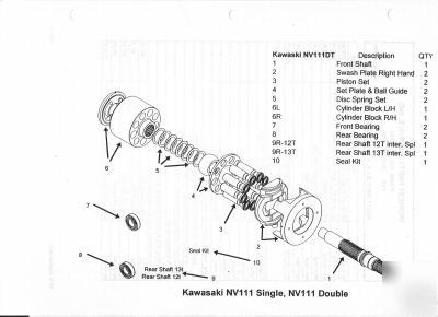 Kawasaki NV111HYDRAULIC/hydrostatic lh swash plate