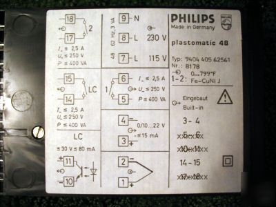 Philips plastomatic 48 temperature controller 