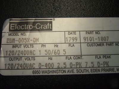 Electro-craft bru-series ddm-005X-dn servo drive modul