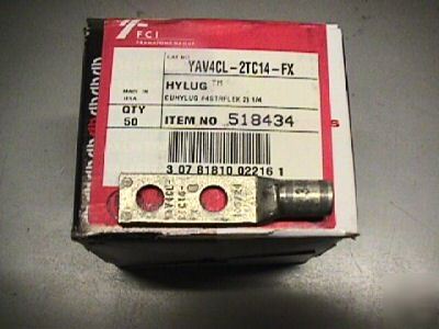 Fci/burndy box /50 YAV4CL-2TC14-fx cable lug 4AWG 2HOLE