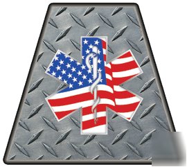 Fire rescue diamond plate sol trapezoid helmet decal