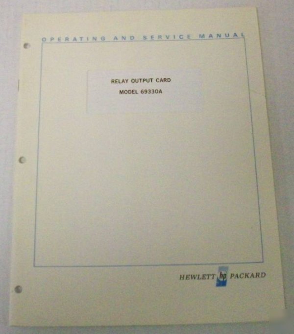 Hp 69330A relay output card operating & service manual