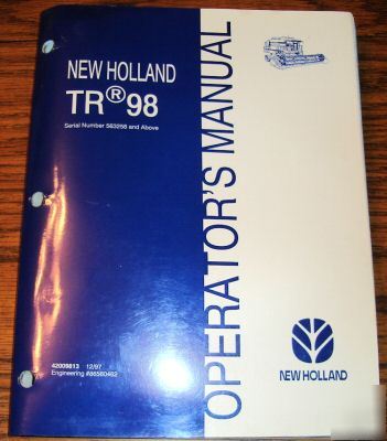 New holland TR98 tr 98 combine operator's manual nh