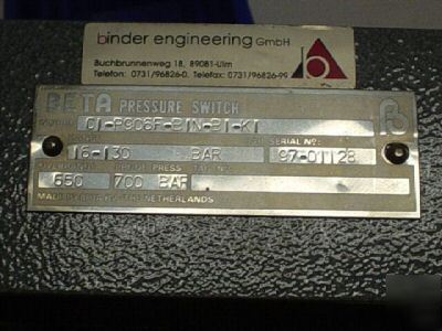 New pressure switch binder engineering 16-130 bar