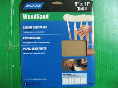 Norton wood sand garnet sandpaper 5 pcs pack 47980