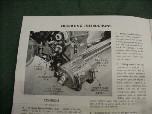 Original 1937 atlas lathe manual, parts list, & more